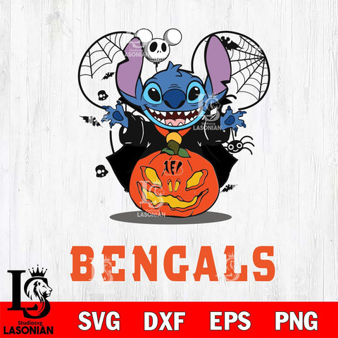 Cincinnati Bengals Stitch Horror Halloween Svg Eps Dxf Png File, Digital Download, Instant Download