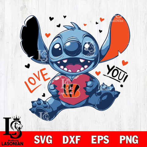 Cincinnati Bengals Stitch Love Svg Eps Dxf Png File, Digital Download, Instant Download