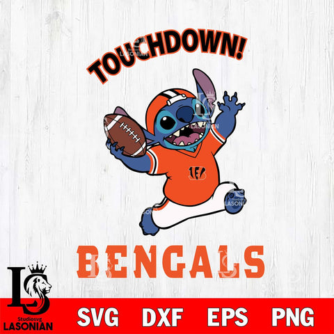 Cincinnati Bengals Stitch Touchdown SVG DXF EPS PNG FILE, NFL File Cut, Digital Download,Instant Download, Silhouette, Cricut