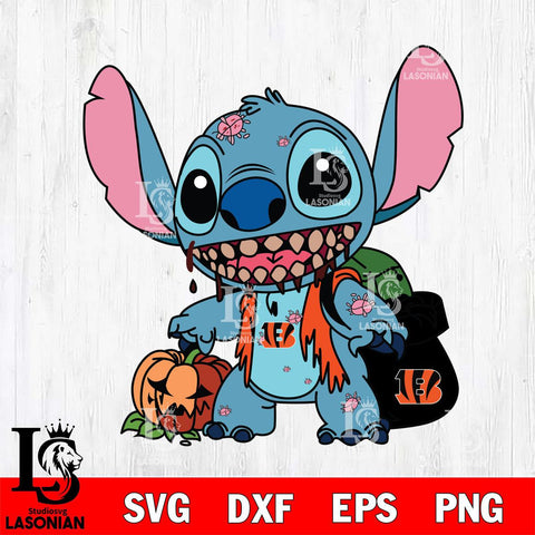 Cincinnati Bengals Stitch Zombie Football Svg Eps Dxf Png File, NFL svg, Digital Download, Instant Download