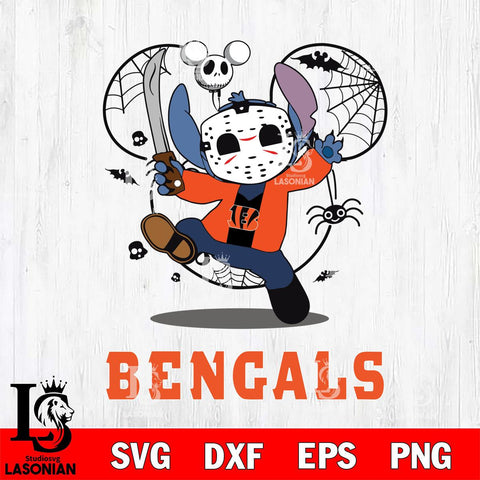 Cincinnati Bengals Stitch jason voorhees Halloween Svg Eps Dxf Png File, Digital Download, Instant Download