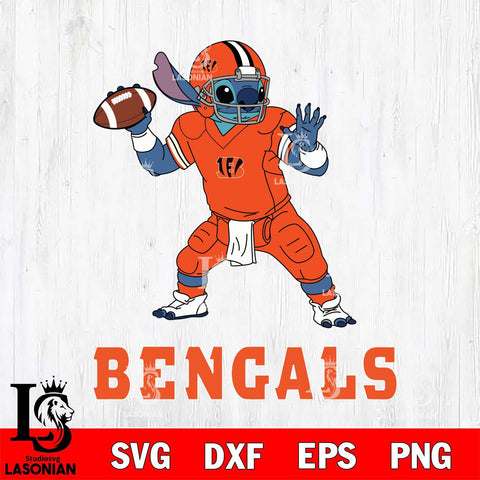 Cincinnati Bengals Stitch throw the ball SVG DXF EPS PNG FILE, NFL File Cut, Digital Download,Instant Download, Silhouette, Cricut