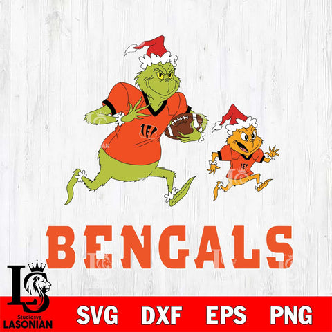 Cincinnati Bengals The Grinch & Max Football Cricut,Christmas SVG DXF EPS PNG FILE, Digital Download,Instant Download, Silhouette
