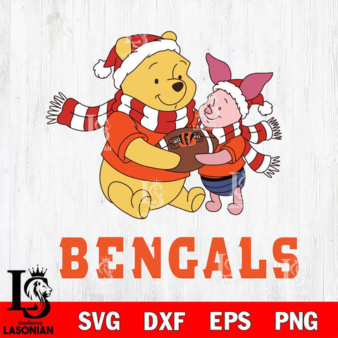 Cincinnati Bengals Winnie the Pooh & Piglet Football Cricut,Christmas SVG DXF EPS PNG FILE, Digital Download,Instant Download, Silhouette