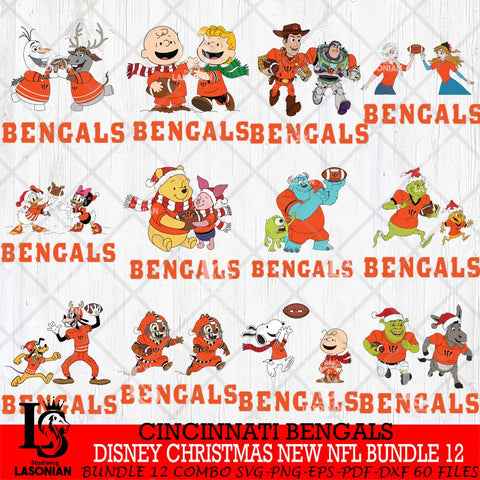 Cincinnati Bengals  Disney Christmas New NFL Bundle 12 Cricut,Christmas SVG DXF EPS PNG FILE, NFL Digital Download,Instant Download, Silhouette