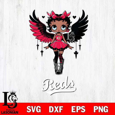 Cincinnati Reds Anglel Black Fan Girl Betty Boop