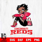 Cincinnati Reds Betty Boop Black Fan Girl Svg Eps Dxf Png File, Digital Download, Instant Download