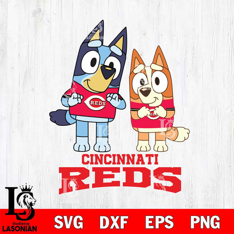 Cincinnati Reds Bluey & Bingo 6 Svg Eps Dxf Png File, MLB svg, Digital Download, Instant Download
