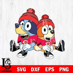 Cincinnati Reds Bluey & Bingo Christmas Svg Eps Dxf Png File, Digital Download, Instant Download