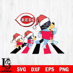 Cincinnati Reds Family Bluey Walking Christmas Svg Eps Dxf Png File, Digital Download, Instant Download