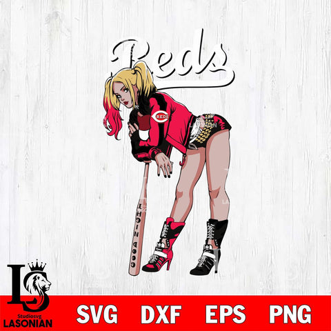 Cincinnati Reds Fan Girl Harley Quinn MLB Svg Eps Dxf Png File, Digital Download, Instant Download