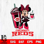 Cincinnati Reds Minnie Mouse Fan And Coffee Svg Eps Dxf Png File, Digital Download, Instant Download