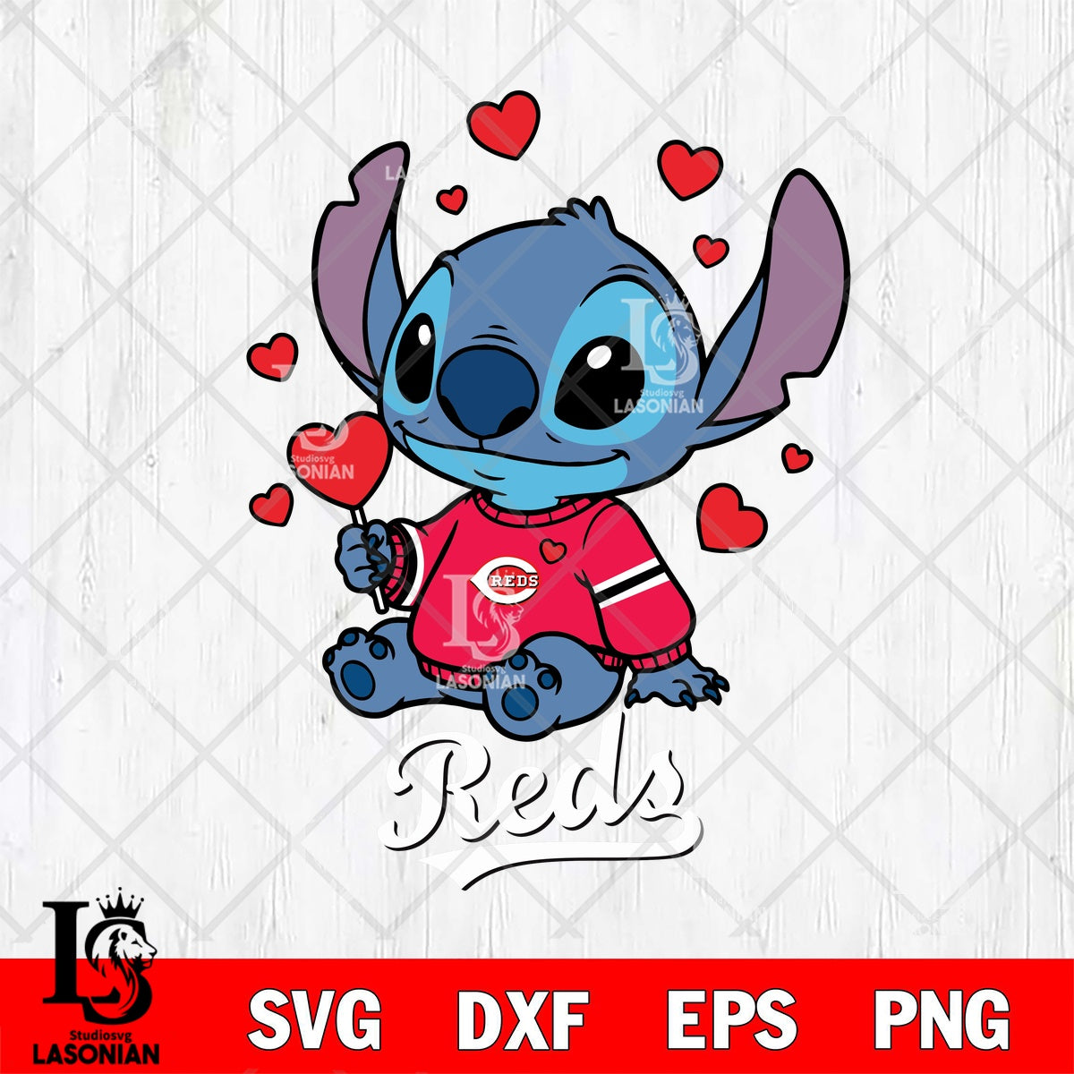 Cincinnati Reds Stitch Valentine Cute Digital Download, MLB SVG DXF EPS ...