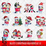 Cincinnati Reds  Bluey Christmas MLB Bundle 12 Svg Eps Dxf Png File, Digital Download, Instant Download