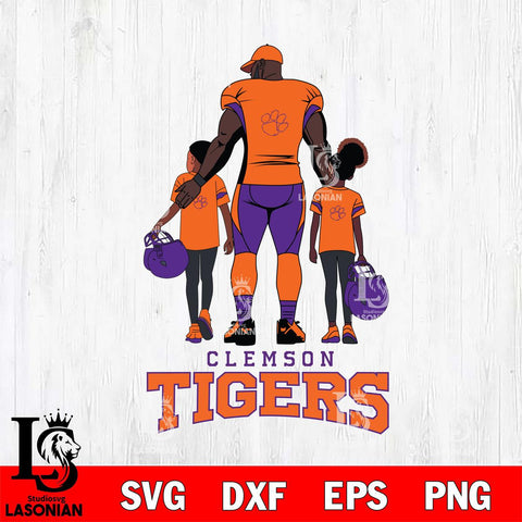 Clemson Tigers 3 Father and son Rugby SVG DXF EPS PNG FILE,NCAA SVG, Father day Digital Download,Instant Download, Silhouette
