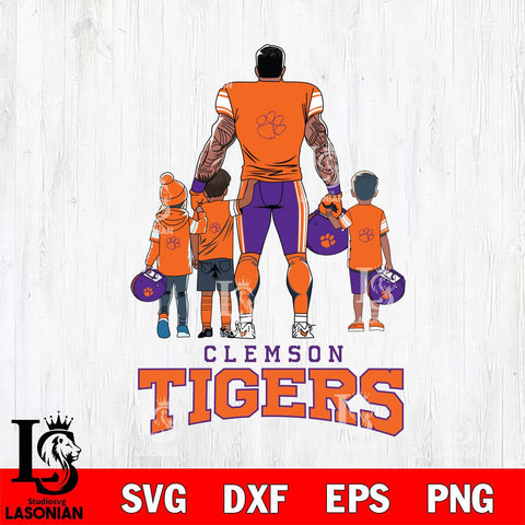 Clemson Tigers 4 Father and son Rugby SVG DXF EPS PNG FILE,NCAA SVG, Father day Digital Download,Instant Download, Silhouette