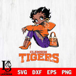 Clemson Tigers Betty Boop Black Fan Girl Svg Eps Dxf Png File, Digital Download, Instant Download