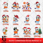 Clemson Tigers Bluey Christmas NCAA Bundle 12 Cricut File Cut Files , Bluey Cricut , Christmas Svg , Bluey svg , Digital Download, dxf eps png pdf file