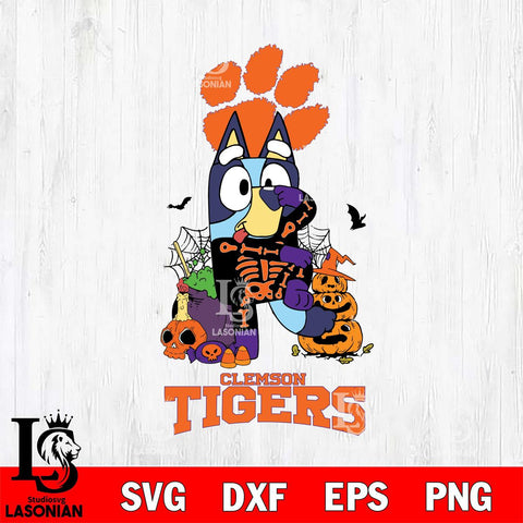 Clemson Tigers Bluey Halloween NCAA 2 Svg Eps Dxf Png File, Digital Download, Instant Download