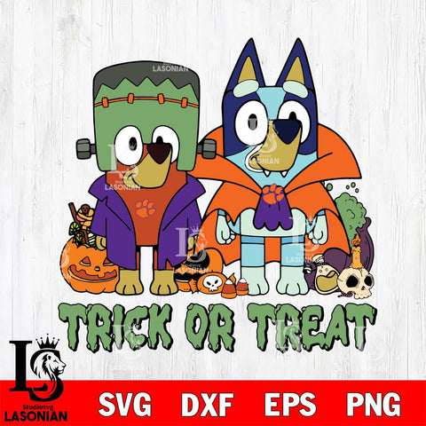 Clemson Tigers Bluey Halloween Trick or Treat Svg Eps Dxf Png File, Digital Download, Instant Download