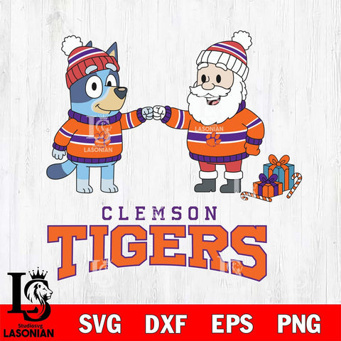 Clemson Tigers Bluey With Satan Christmas File Cut, NCAA SVG DXF EPS PNG FILE, Digital Download,Instant Download, Silhouette