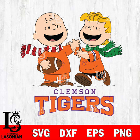 Clemson Tigers Charlie Brown & Linus Football Cricut,Christmas SVG DXF EPS PNG FILE, NCAA Digital Download,Instant Download, Silhouette