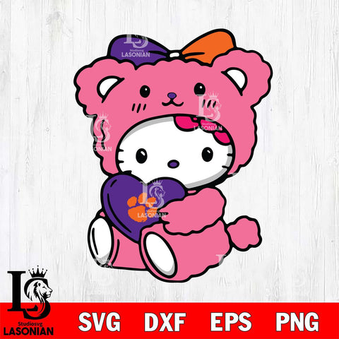 Clemson Tigers Cute Hello Kitty 3 Svg Eps Dxf Png File, Digital Download, Instant Download