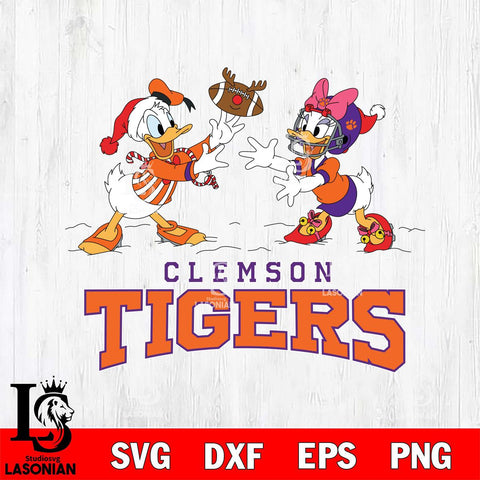 Clemson Tigers Donald Duck & Daisy Duck Football Cricut,Christmas SVG DXF EPS PNG FILE, NCAA Digital Download,Instant Download, Silhouette
