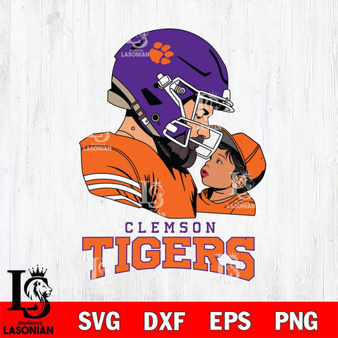 Clemson Tigers Father And Child Rugby SVG DXF EPS PNG FILE,NCAA SVG, Father day Digital Download,Instant Download, Silhouette
