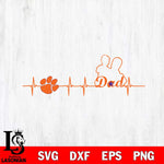Clemson Tigers Father Heart Beat Svg Eps Dxf Png File, Digital Download, Instant Download