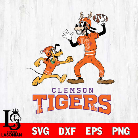 Clemson Tigers Goofy & Pluto Football Cricut,Christmas SVG DXF EPS PNG FILE, NCAA Digital Download,Instant Download, Silhouette