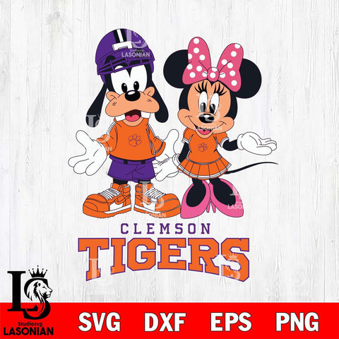 Clemson Tigers Goofy and Minnie mouse Football SVG DXF EPS PNG FILE,NCAA svg ,Football Digital Download,Instant Download, Silhouette