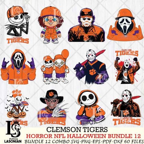 Clemson Tigers Halloween Bundle 12 SVG Svg Eps Dxf Png File, NCAA bundle svg, Digital Download, Instant Download