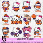 Clemson Tigers Hello Kitty Bundle 12 SVG Svg Eps Dxf Png File, Digital Download, Instant Download