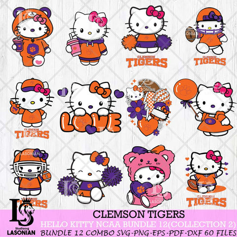Clemson Tigers Hello Kitty Bundle 12 SVG Svg Eps Dxf Png File, Digital Download, Instant Download