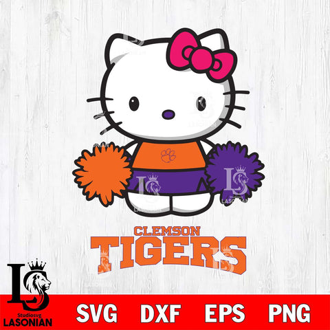 Clemson Tigers Hello Kitty Cheerleader 2 Svg Eps Dxf Png File, Digital Download, Instant Download