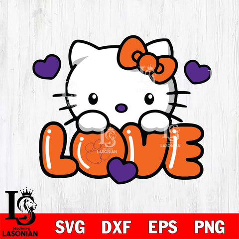 Clemson Tigers Hello Kitty Love Svg Eps Dxf Png File, Digital Download, Instant Download