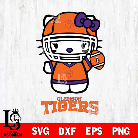Clemson Tigers Hello Kitty NCAA 1 Svg Eps Dxf Png File, Digital Download, Instant Download