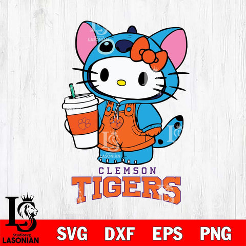 Clemson Tigers Hello Kitty Stitch Svg Eps Dxf Png File, NCAA svg, Digital Download, Instant Download