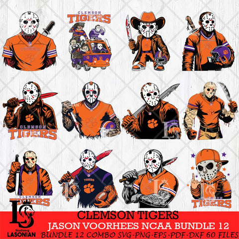 Clemson Tigers Jason Voorhees Horror Bundle 12 SVG Eps Dxf Png File, bundle NCAA svg, Digital Download, Instant Download