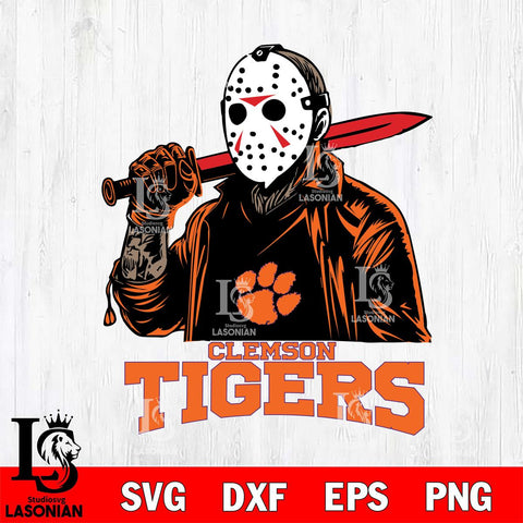 Clemson Tigers Jason Voorhees Horror Halloween Svg Eps Dxf Png File, NCAA svg, Digital Download, Instant Download