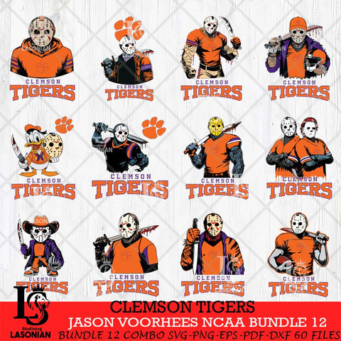Clemson Tigers Jason Voorhees NCAA Bundle 12 SVG Svg Eps Dxf Png File, Digital Download