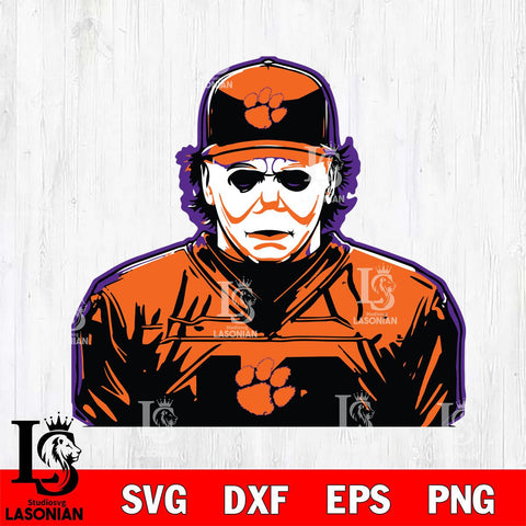Clemson Tigers Michael Myers Horror Halloween Svg Eps Dxf Png File, NCAA svg, Digital Download, Instant Download