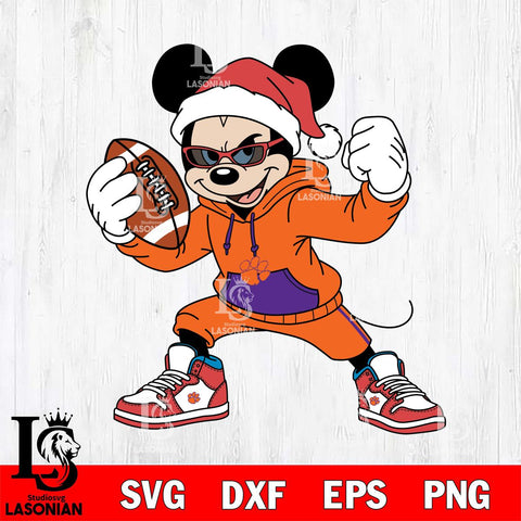 Clemson Tigers Mickey Cool Football Christmas File Cut, NCAA SVG DXF EPS PNG FILE, Digital Download , Criucut , Silhouette