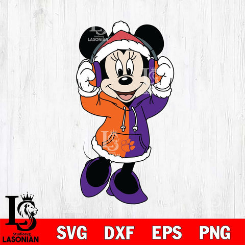 Clemson Tigers Minnie Mouse Disney Football Christmas File Cut, NCAA SVG DXF EPS PNG FILE, Digital Download , Criucut , Silhouette