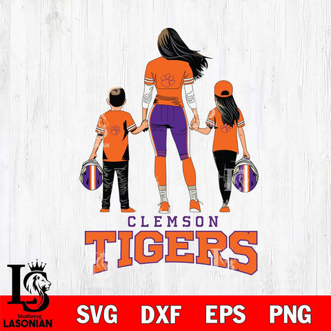Clemson Tigers Mother and son Rugby SVG DXF EPS PNG FILE,NCAA SVG, Father day Digital Download,Instant Download, Silhouette