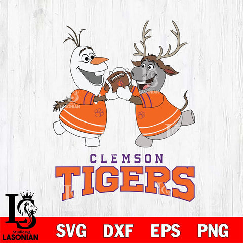 Clemson Tigers Olaf & Sven Football Cricut,Christmas SVG DXF EPS PNG FILE, NCAA Digital Download,Instant Download, Silhouette