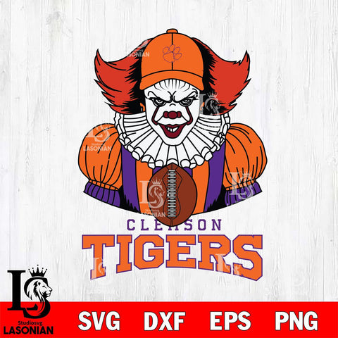 Clemson Tigers Pennywise Horror Sport 9 Svg Eps Dxf Png File, Digital Download