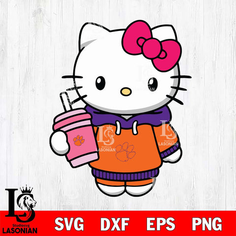 Clemson Tigers Pretty Hello Kitty Svg Eps Dxf Png File, Digital Download, Instant Download