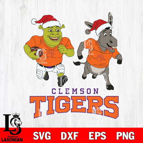 Clemson Tigers Shrek and Donkey Football Cricut,Christmas SVG DXF EPS PNG FILE, NCAA Digital Download,Instant Download, Silhouette